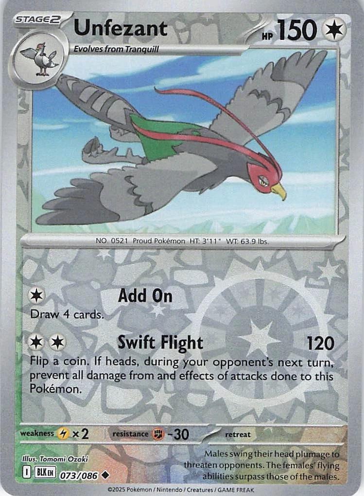 Black Bolt Unfezant [Reverse] Pokémon card